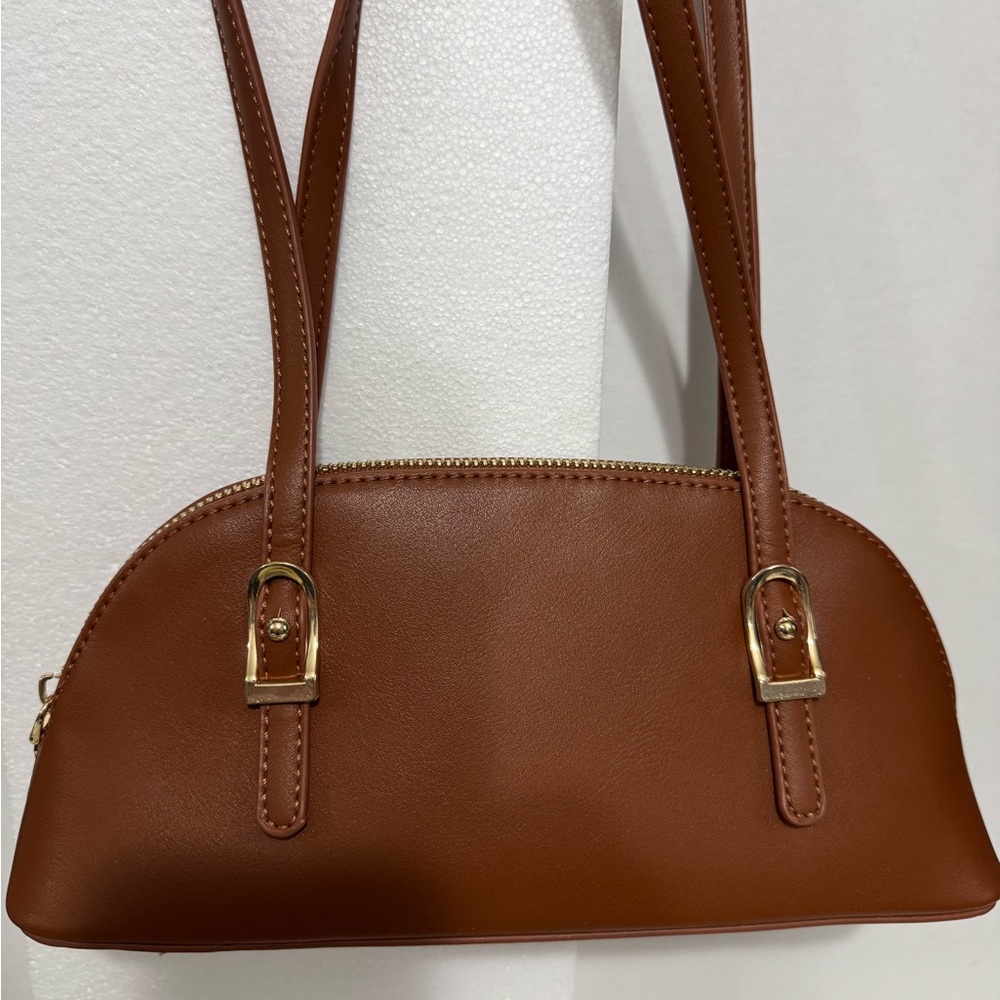 Madison West Tan Shoulder Bag with Gold Hardware